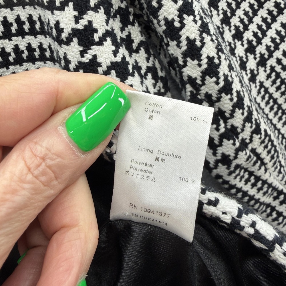 Anne Fontaine Jacket Womens 2 Black White Tweed Ruffle Fringe Full Zip Blazer - Picture 11 of 14